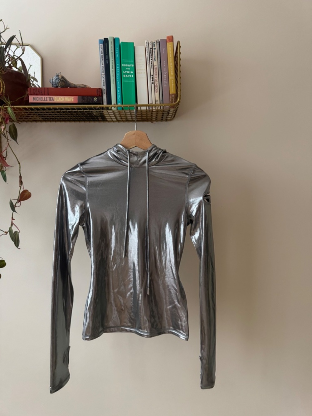 Diesel Metallic Silver Hooded Top with Thumbholes